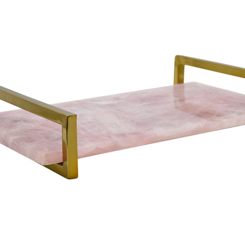 Jarvis Decorative Tray, Pink/Brass
