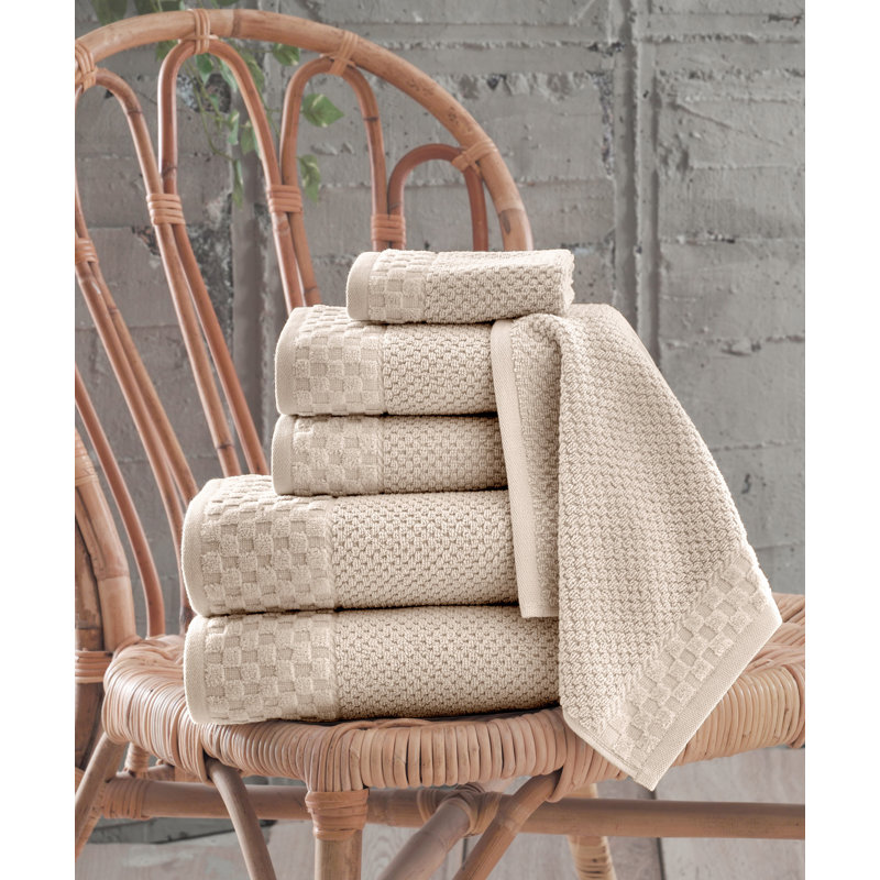 Deacon 100% Cotton Plush Jacquard Mulit-Size Set, Beige