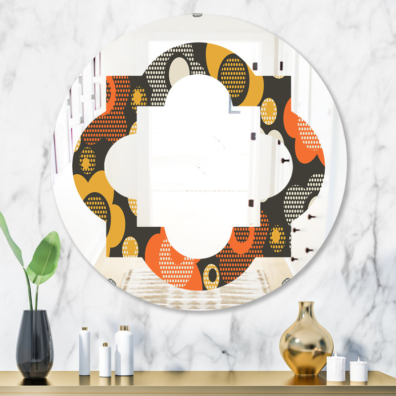 Miroir mural quadrilobe éclectique à motif floral Quatrefoil, H 24 po x l 24 po