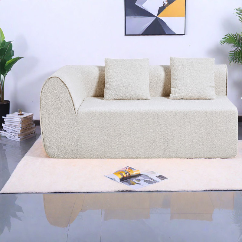 Canapé modulaire spacieux et spacieux, mousse haute densité, tissu amande, essentiel pour le salon