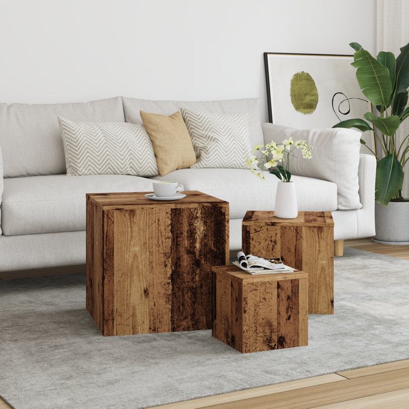 Gobind Block Nesting Tables, Old Wood, Old Wood