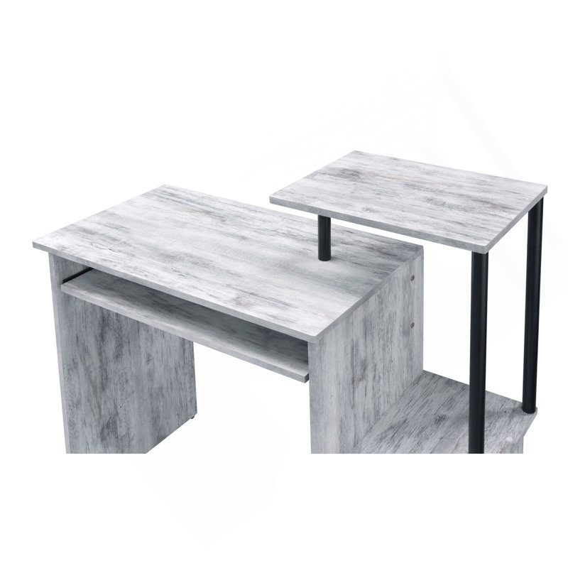 Bureau d'ordinateur Lyphre, Blanc antique / noir
