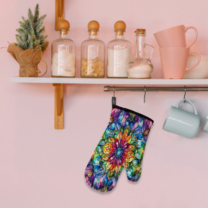 Rainbow Panel Shine Oven Mitt Cotton Twill