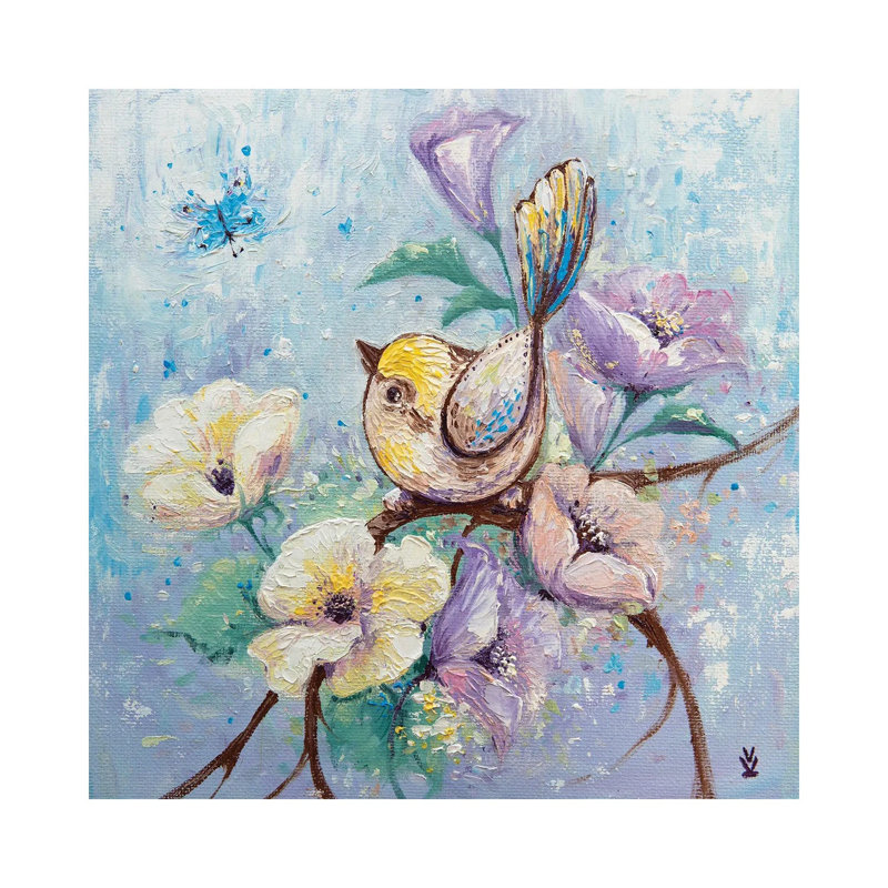 Tender Bird 1 Piece Painting on Canvas, 45.72 cm H x 45.72 cm W x 1.91 cm D, Wrapped Canvas