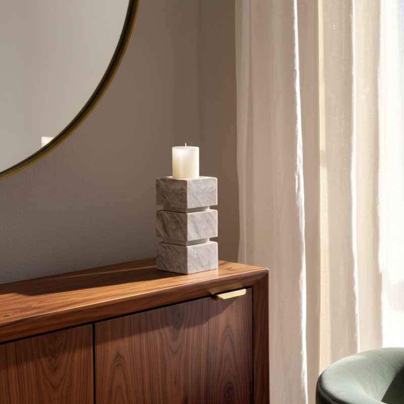 Pillar Candle Holder, 8" H x 4" W x 4" D