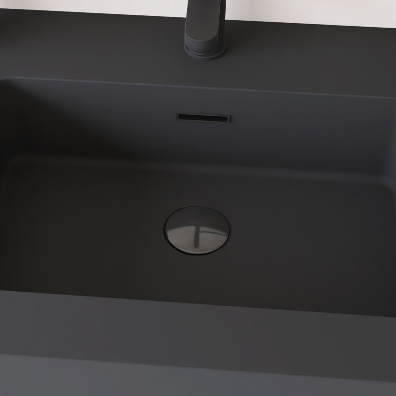 Meuble-lavabo mural 60 po avec lavabo à surface solide noir 60 po, 60"