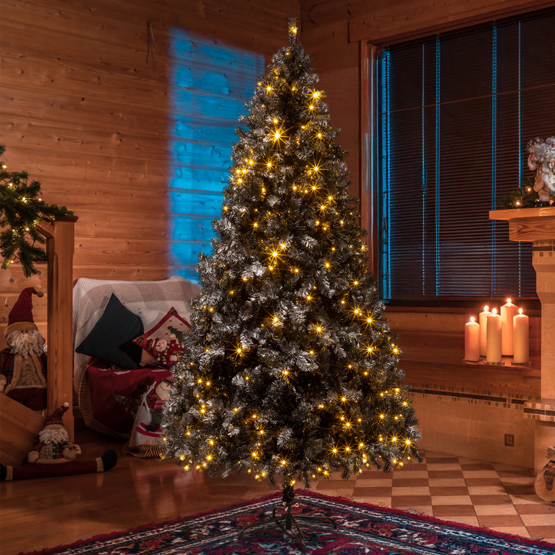 Arbre de Noël artificiel noir 7,5 pi pré-éclairé