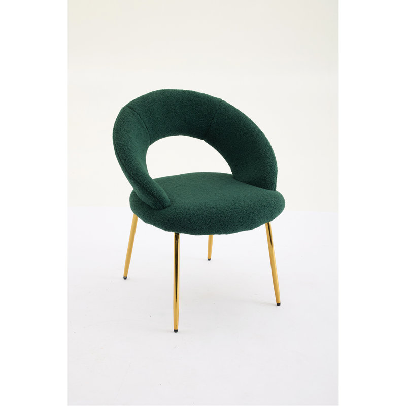 Meshea Dining Chair with Sleek Metal Legs, Ensemble de 1, Ours en peluche vert