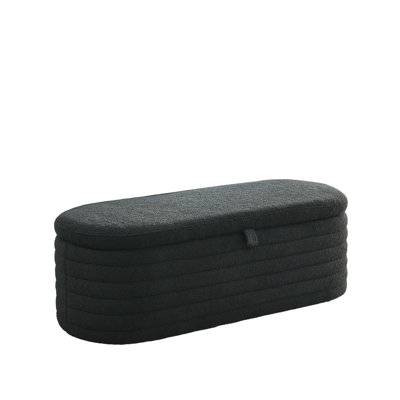 [Vidéo] Banc de rangement rembourré en tissu avec repose-pieds de sécurité avec charnière de sécurité pour chambre à coucher, salon, vestibule, Teddy.