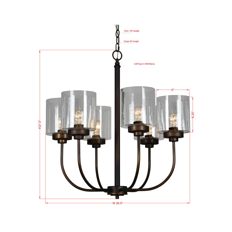 Lustre classique à 6 lumières de style bougie