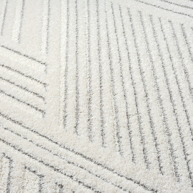 Abani Cupp COZ130A Modern Cream Grey Criss Cross Intertwined Lines Area Rug, Rectangle 5'12" x 8'12"