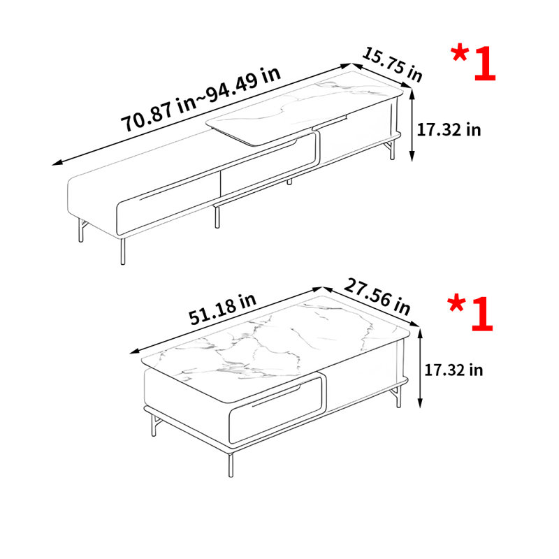 Table basse et meuble télé italien minimaliste