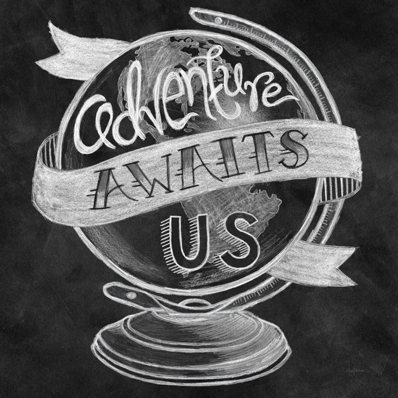 Adventure Love Globe Chalk by Mary Urban - Wrapped Canvas Painting, 91cm H x 91cm W x 3.8cm D