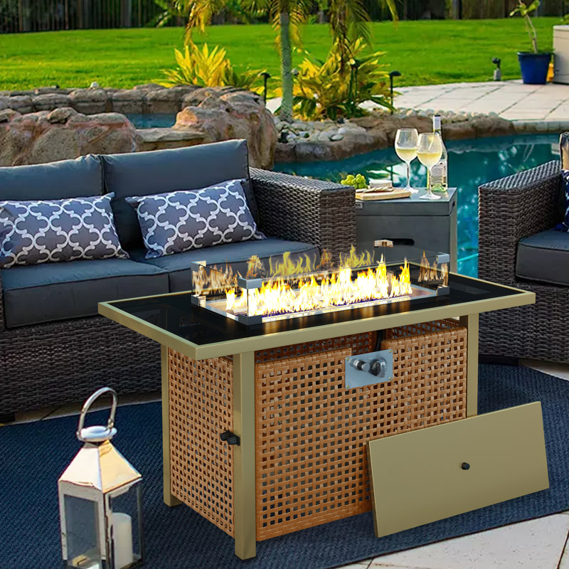 Propane Gas Outdoor Fire Pit Table, Brown