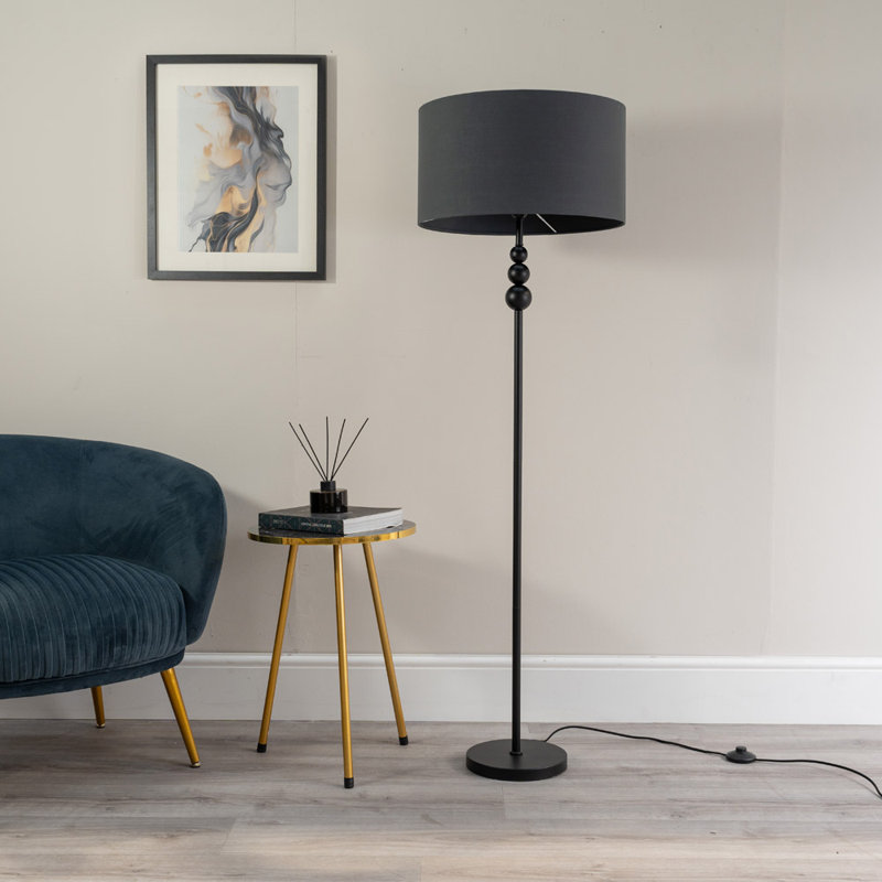 Randalia 145cm Traditional Floor Lamp, Charcoal, Black 