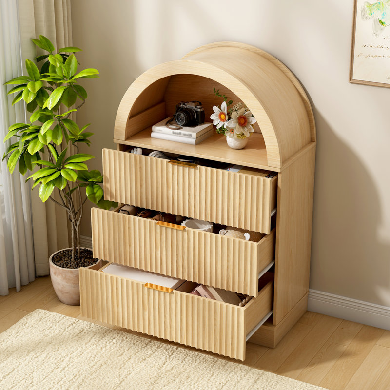 Commode 3 tiroirs cannelée de 23,5 po