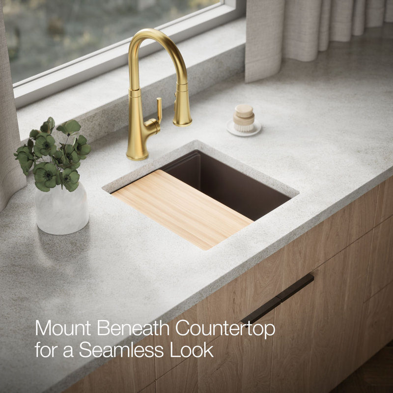 Billings Undermount Bar Sink With Accessories, Brown