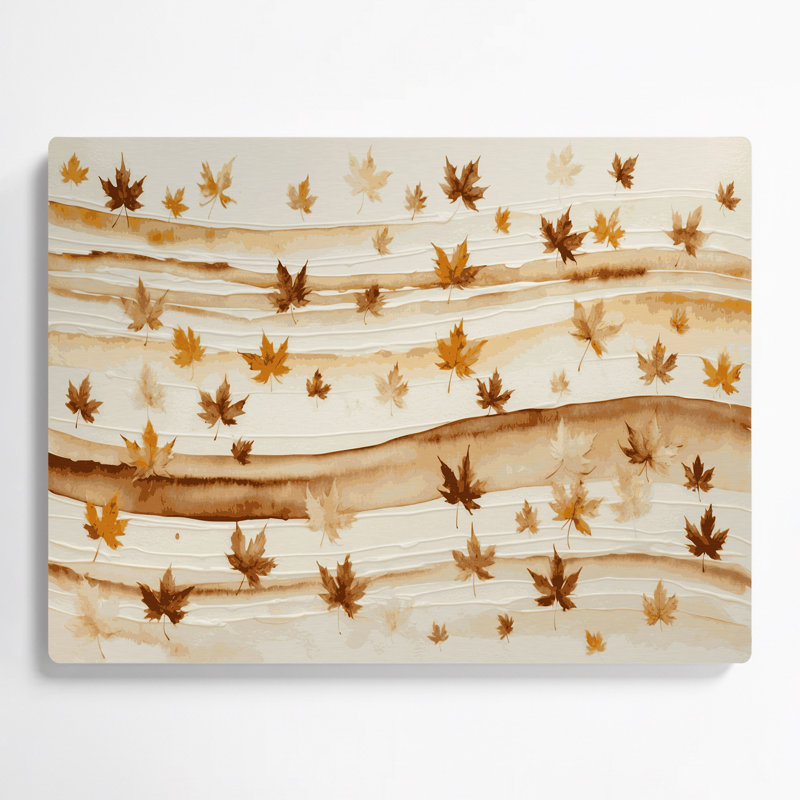 Art mural rayé horizontal en érable crème beige, H 12 po x l 18 po