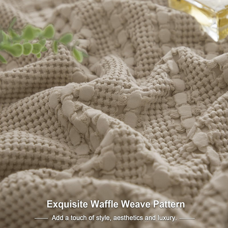 PHF 100% Cotton Waffle Body Pillowcase with Zipper, 1 Pack 20" x 54" Soft Skin-Friendly Pillow Sham, No Filling, Taupe