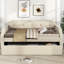 Lit de jour simple rembourré beige avec lit gigogne et rangement-1375386536