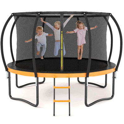 Grand trampoline d'extérieur avec filet de sécurité intérieur, échelle, rembourrage en PVC pour enfants