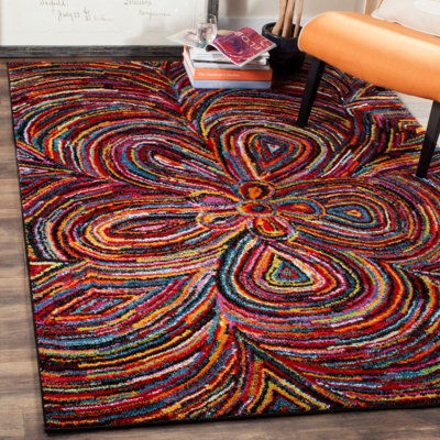 Miley Abstract Green/Blue/Red Area Rug