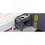 Lit mezzanine double en bois avec bureau, tablettes multiples, DEL et station de charge, gris foncé