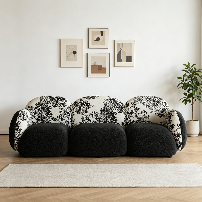 Evas, 77.56" W, Black Floral