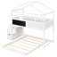 Lit superposé simple au-dessus d'un lit double blanc avec rangement efficace et tableau noir inspirant-1814119450