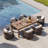 Wevara 7-Piece Outdoor Rope Weave Patio Dining Set with 6 Chairs