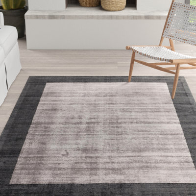 Desrosiers Shinny Bordered Charcoal/Silver Area Rug
