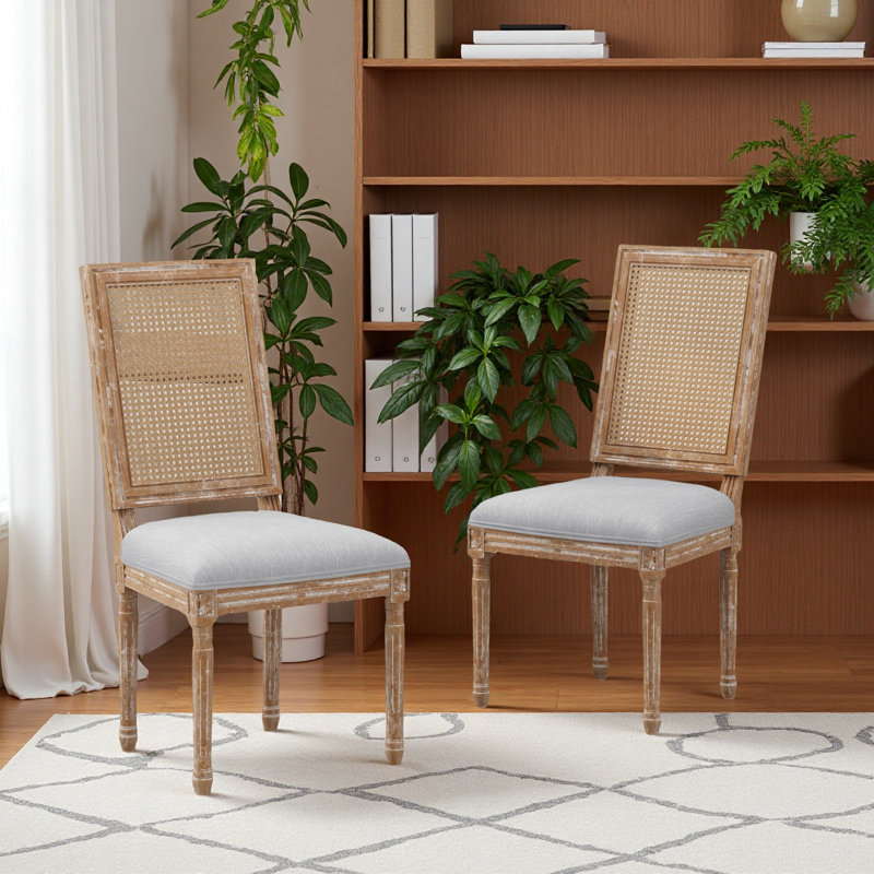 DINING CHAIR, Walnut, Light Gray