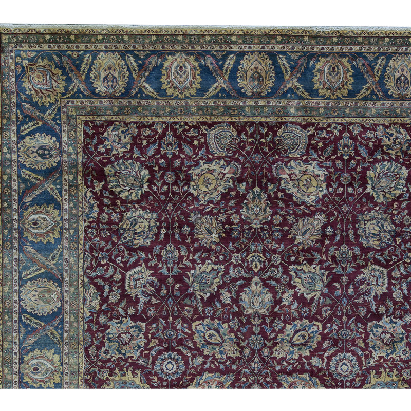 Tapis rouge et crème noué à la main de haute qualité