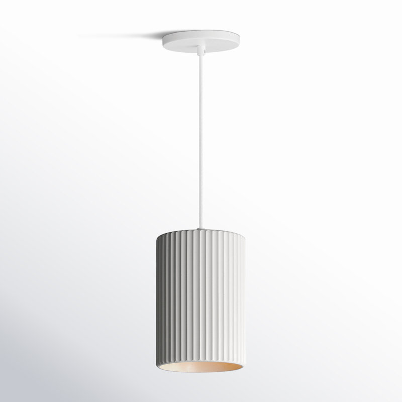 Calcott 1-Light Dimmable Concrete Cylinder Pendant with Adjustable Height, Chalk White, Chaulk White