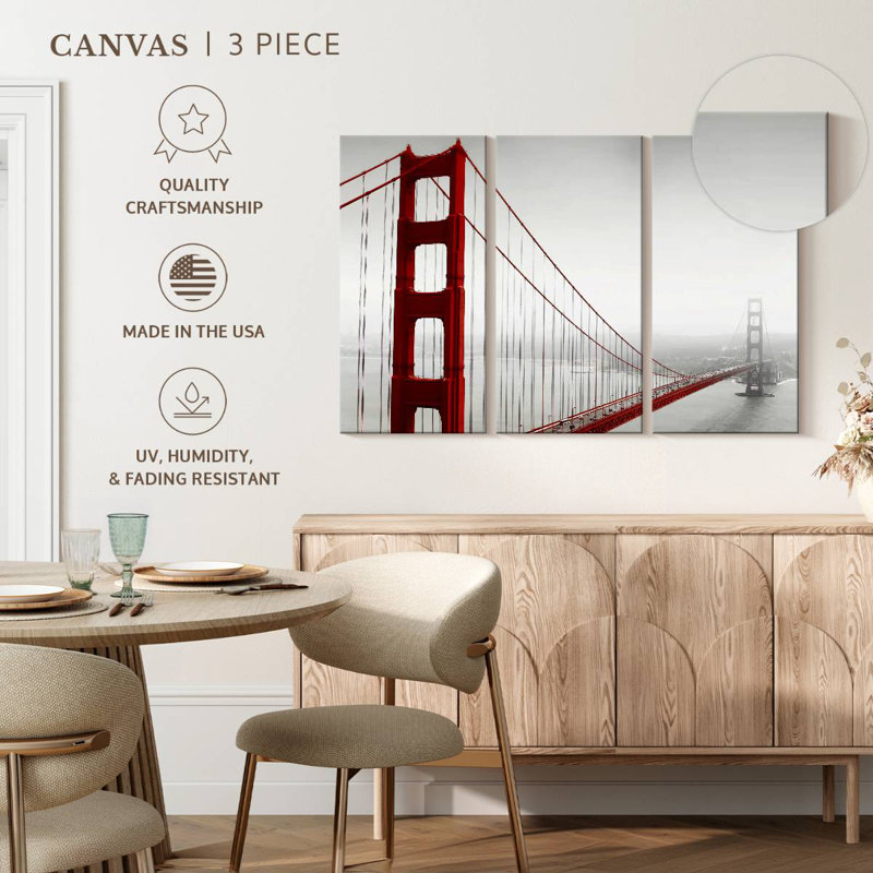 Lilie Golden Gate Bridge dans le brouillard, H 32 po x l 50 po