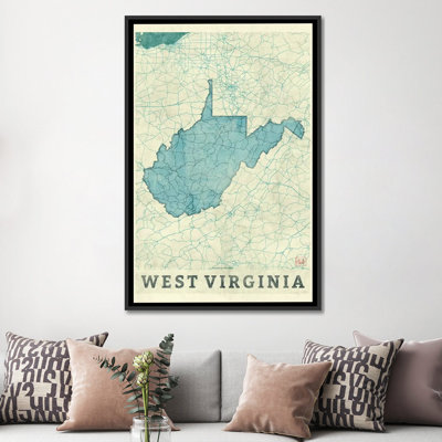 «West Virginia Map» par Hubert Roguski, reproduction d'art graphique sur toile
