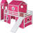 Pink Twin Loft Bed With Slide, Tent, And Tower - Solid Pinewood , Unique Design, Semi Enclosed Under Space Made From Pine Elements, Play-259194033