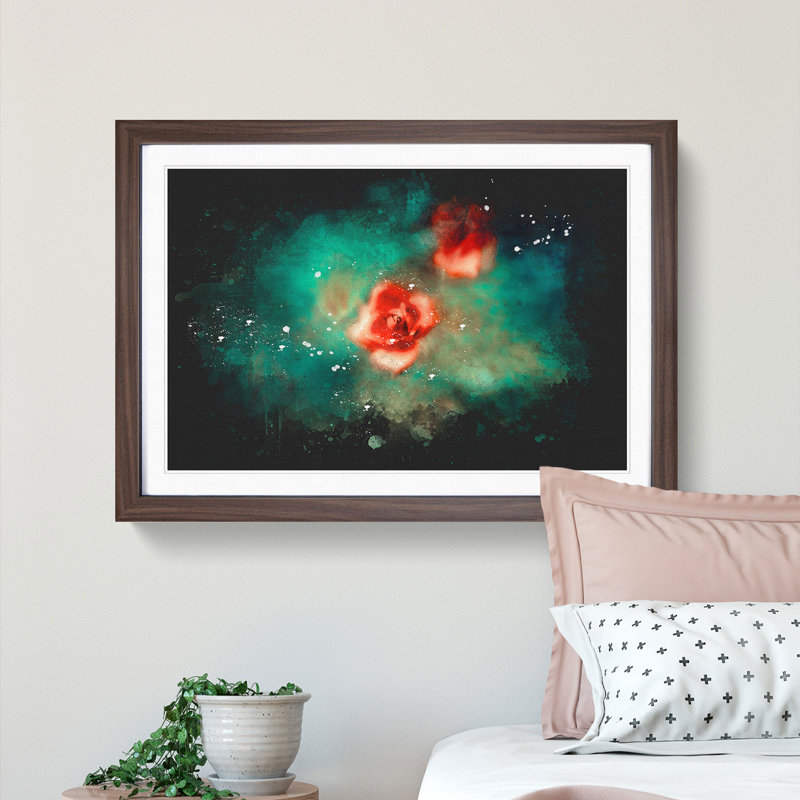 Rose Garden - Picture Frame Graphic Art, Walnut Framed, 24cm H x 33cm W x 2cm D