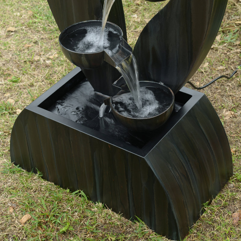 Handcrafted Outdoor Metal Cascade Fountain, Black