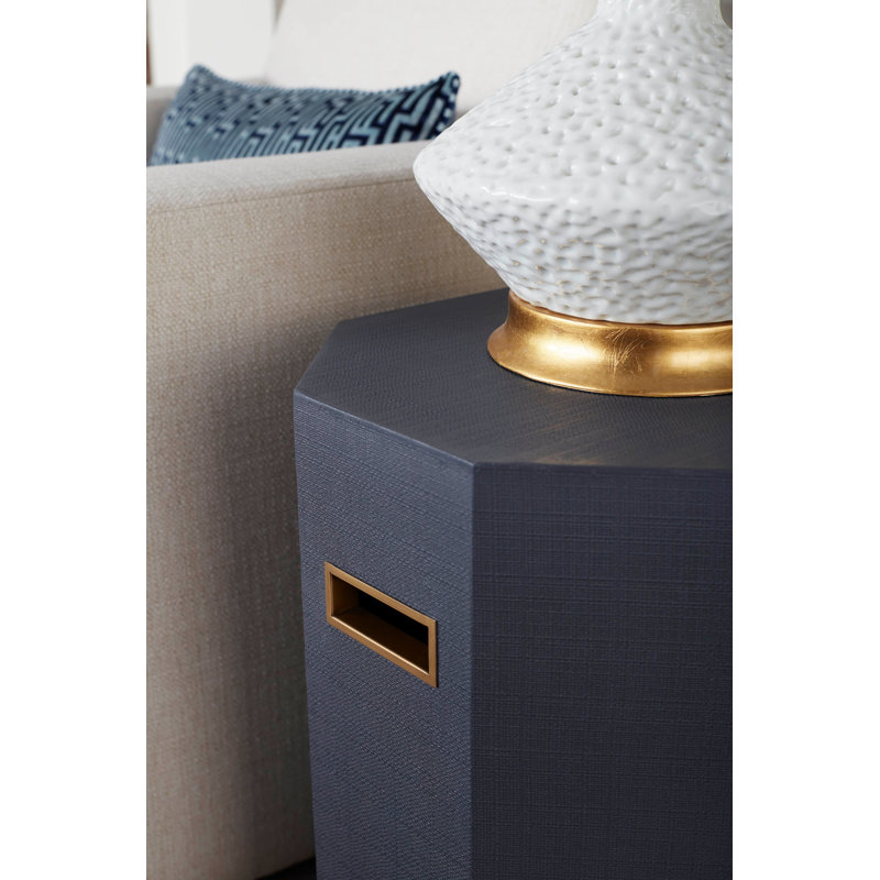 Solid Wood End Table, Storm Blue, Gold