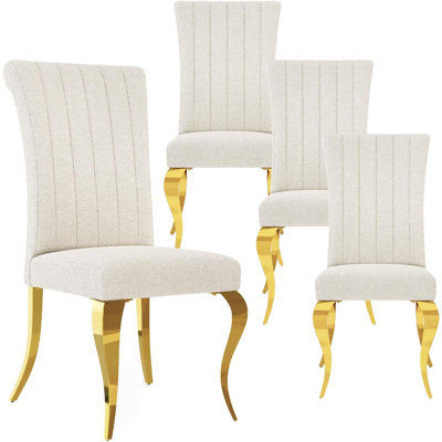 White Dining Chairs With Gold Legs Set Of 4