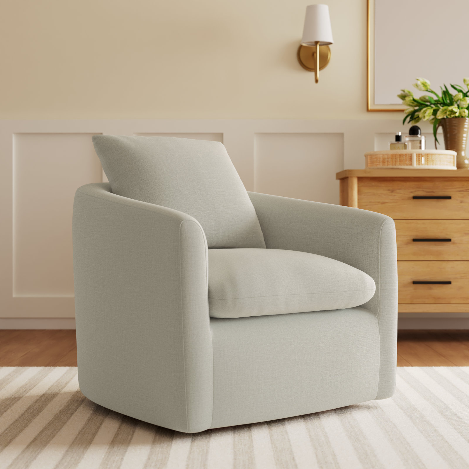 Menta Accent Chair, Effie Linen Performance Linen