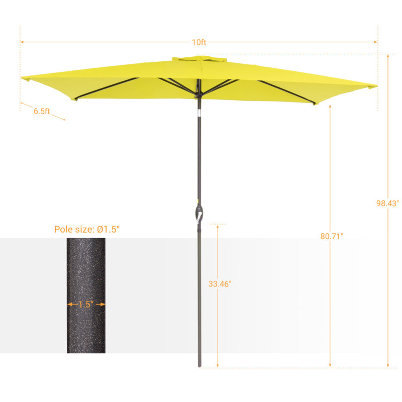 Parasol de marché rectangulaire 120 po x 78 po Donyea, Jaune