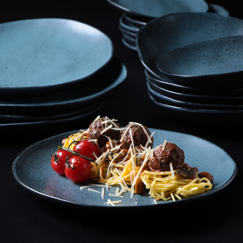 Assiette à dîner en pétrole biologique, grès