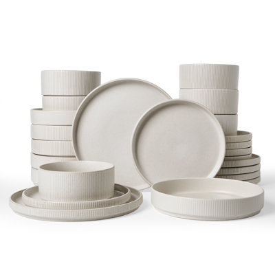 Service de table 24 pièces avec bols à pâtes de 8,1 po (ensemble de 6), blanc mat