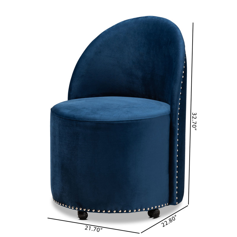 Mekela Upholstered Barrel Chair, Navy