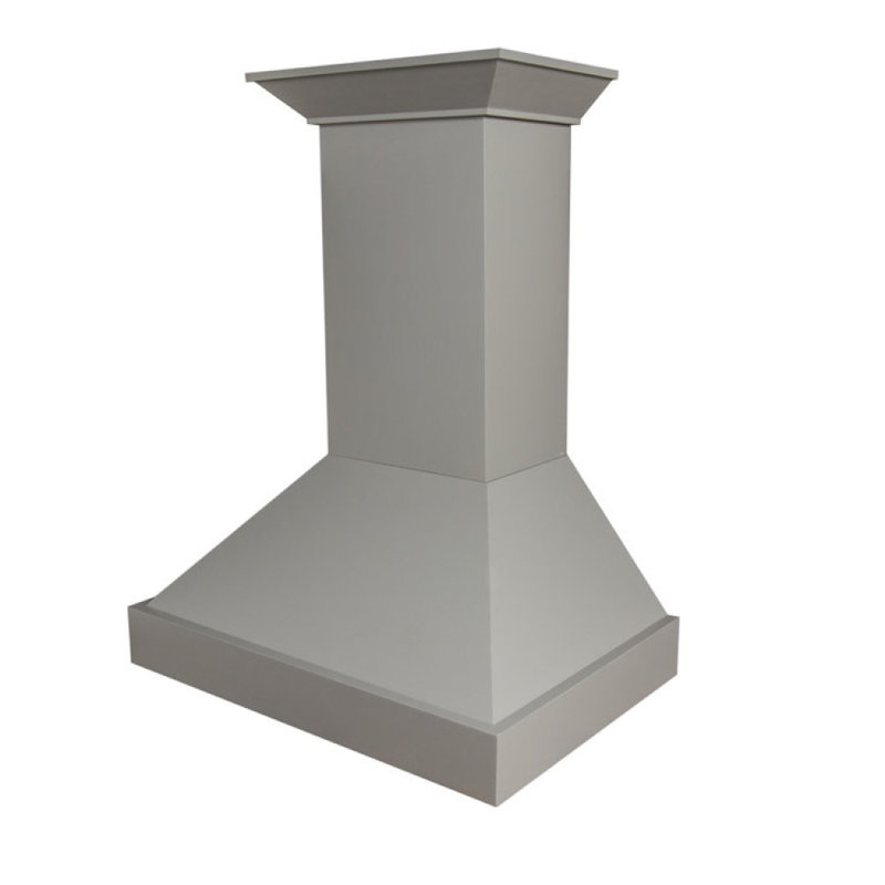 30" Wood 400 CFM Ducted Wall Mount Range Hood, Gray, 42" W