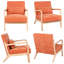 Fauteuil Avellune de style moderne du milieu du siècle en velours côtelé, structure en hévéa massif, coussin lombaire amovible-2124300477