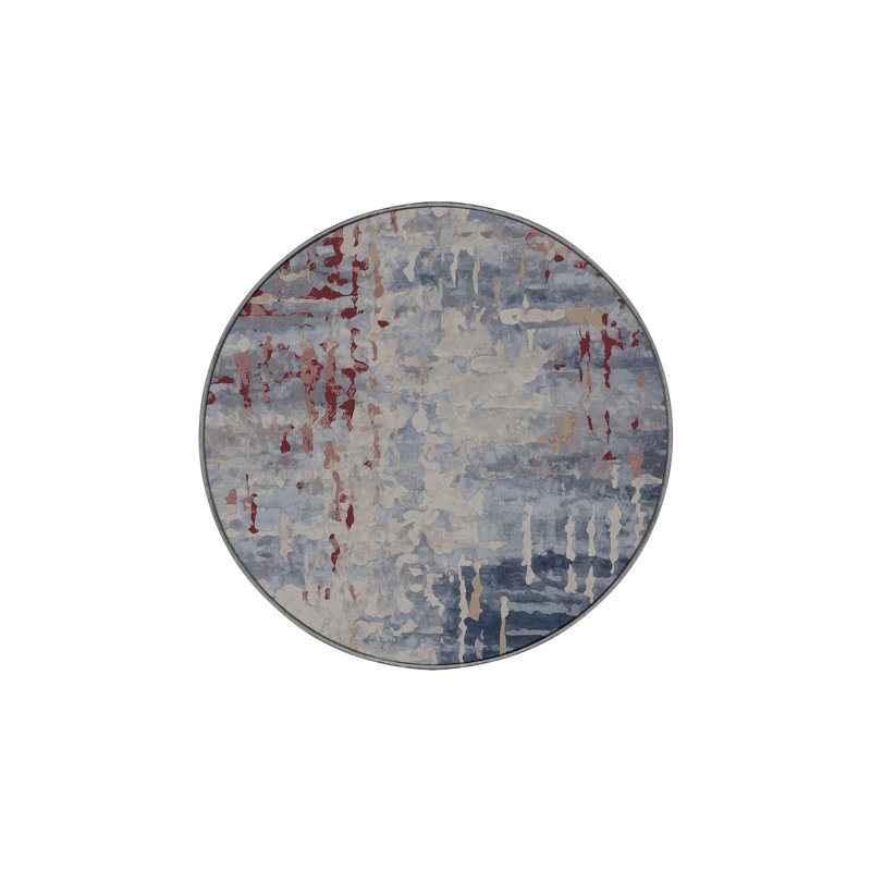 Tapis gris soyeux et moelleux, Rond 6 pi