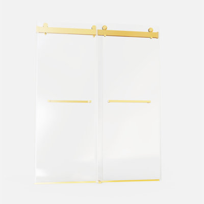56-60 Inches W *76 Inches H  Frameless Double Sliding Soft-Close Shower Door,3/8 Inches (10Mm) Thick SGCC Tempered Glass  Door